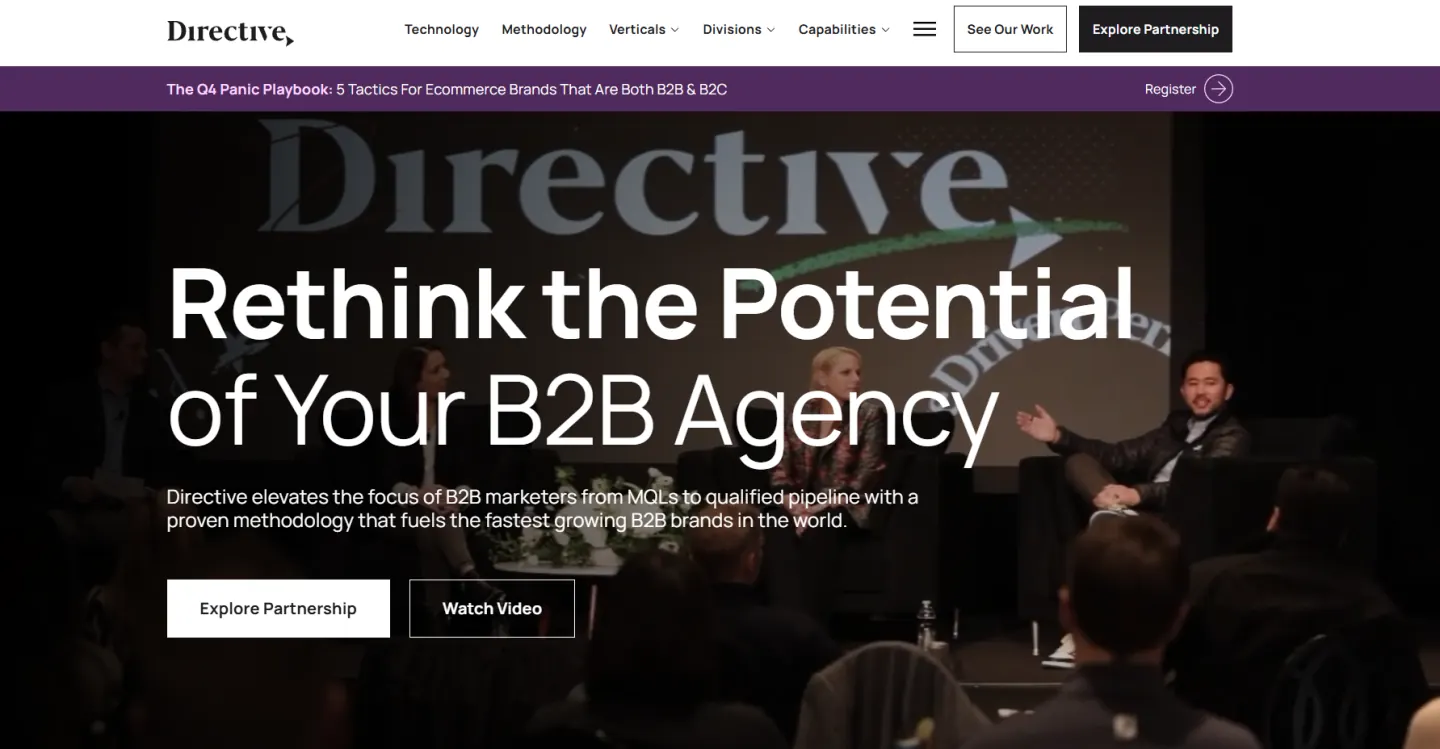 Directive homepage, a performance marketing agency running paid-led ABM at scale