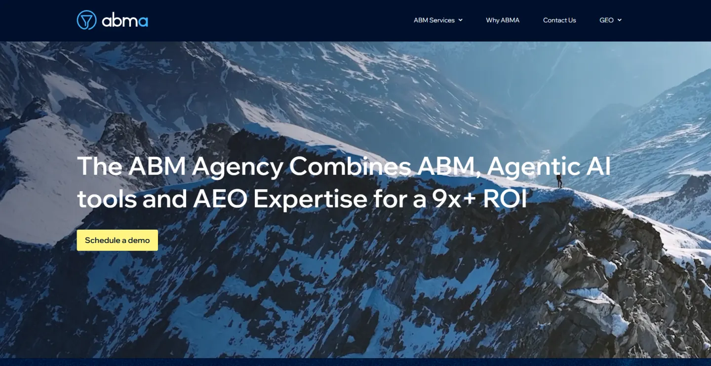The ABM Agency homepage, an ABM specialist built on 6sense and Demandbase