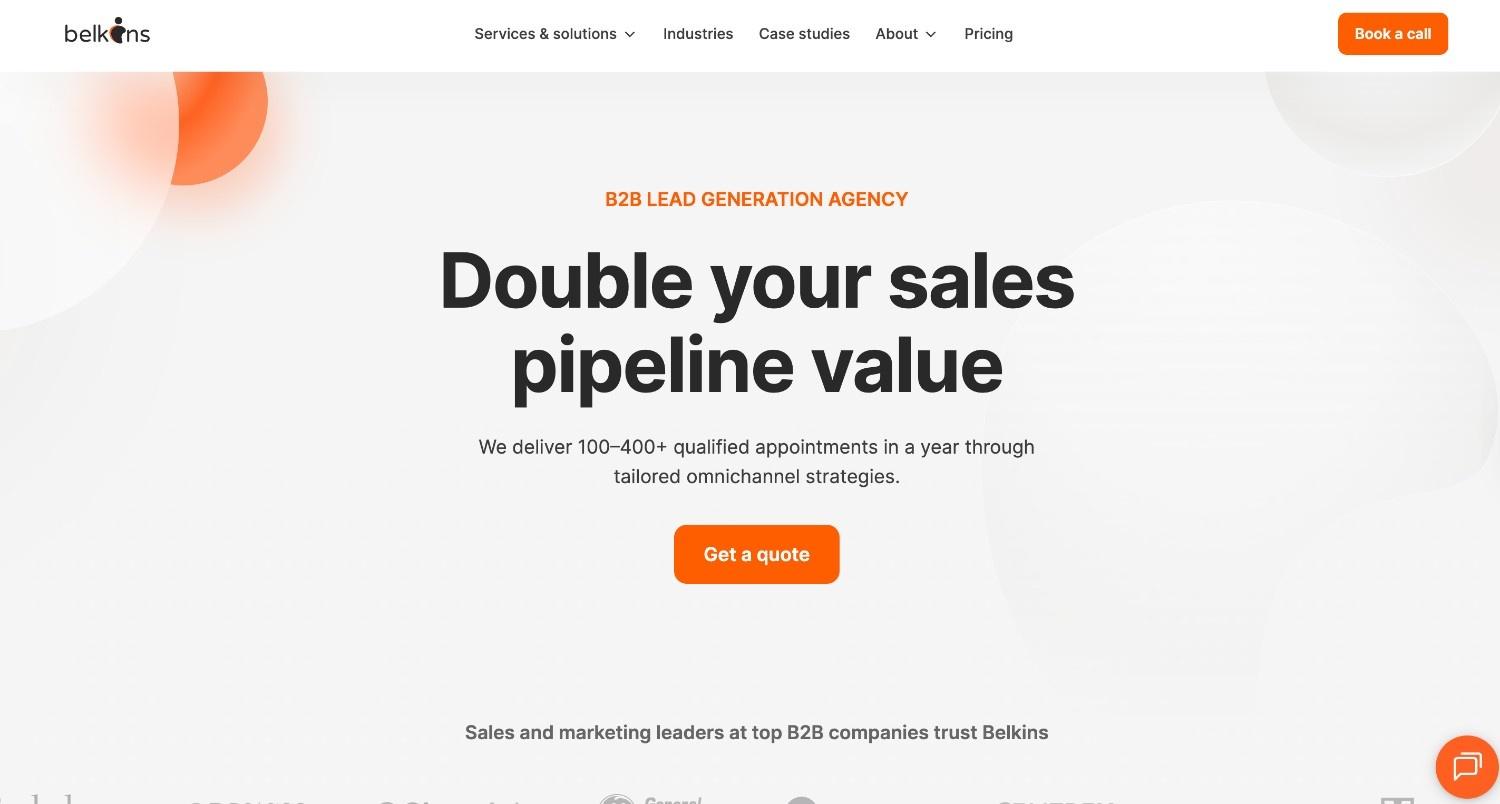 Belkins B2B lead generation agency homepage for account-based marketing