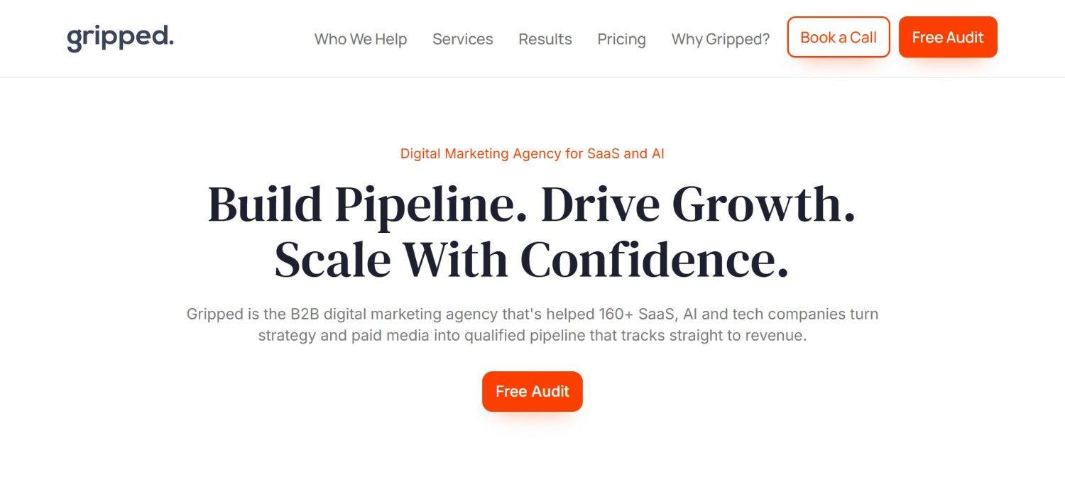 Gripped UK B2B SaaS growth marketing agency homepage for ABM