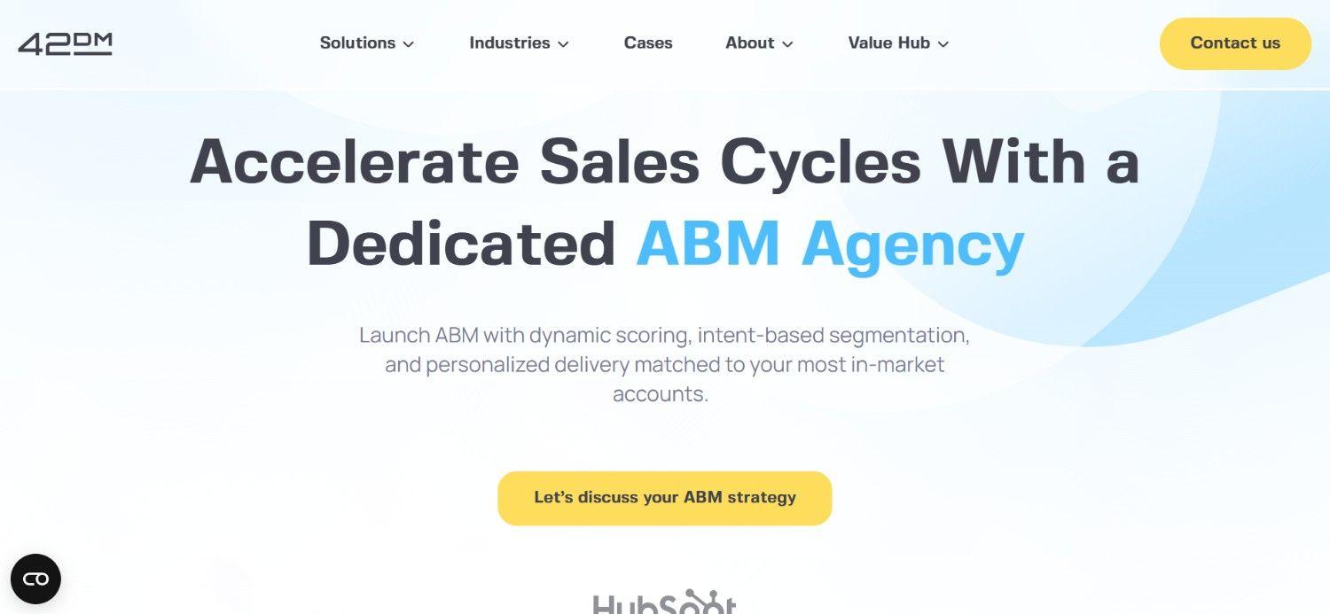 42DM dedicated ABM agency homepage for accelerating B2B sales cycles