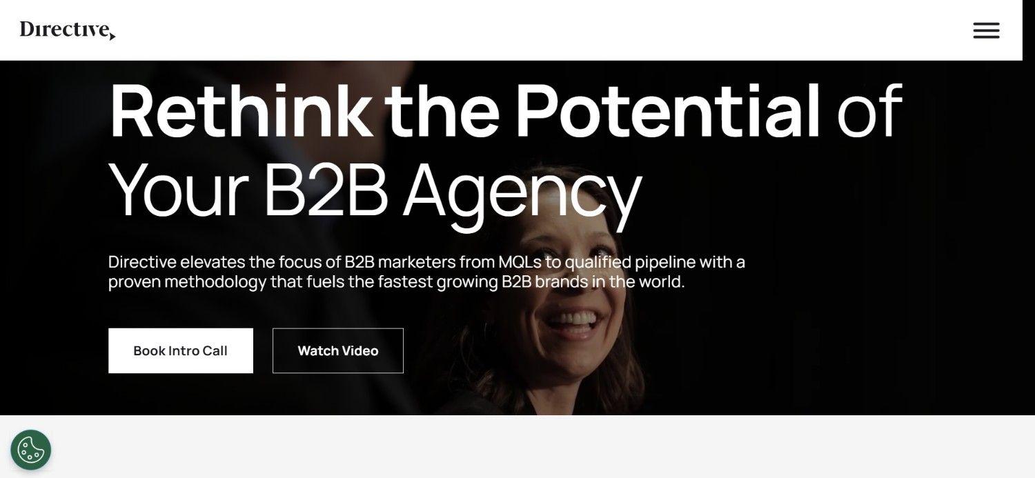 Directive B2B performance marketing agency homepage for account-based marketing