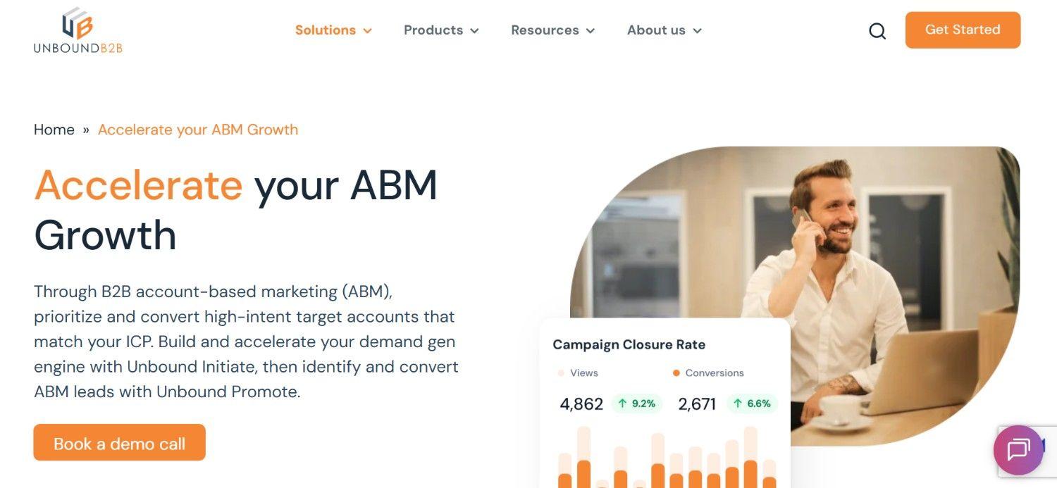 UnboundB2B ABM growth platform homepage for B2B account-based marketing services