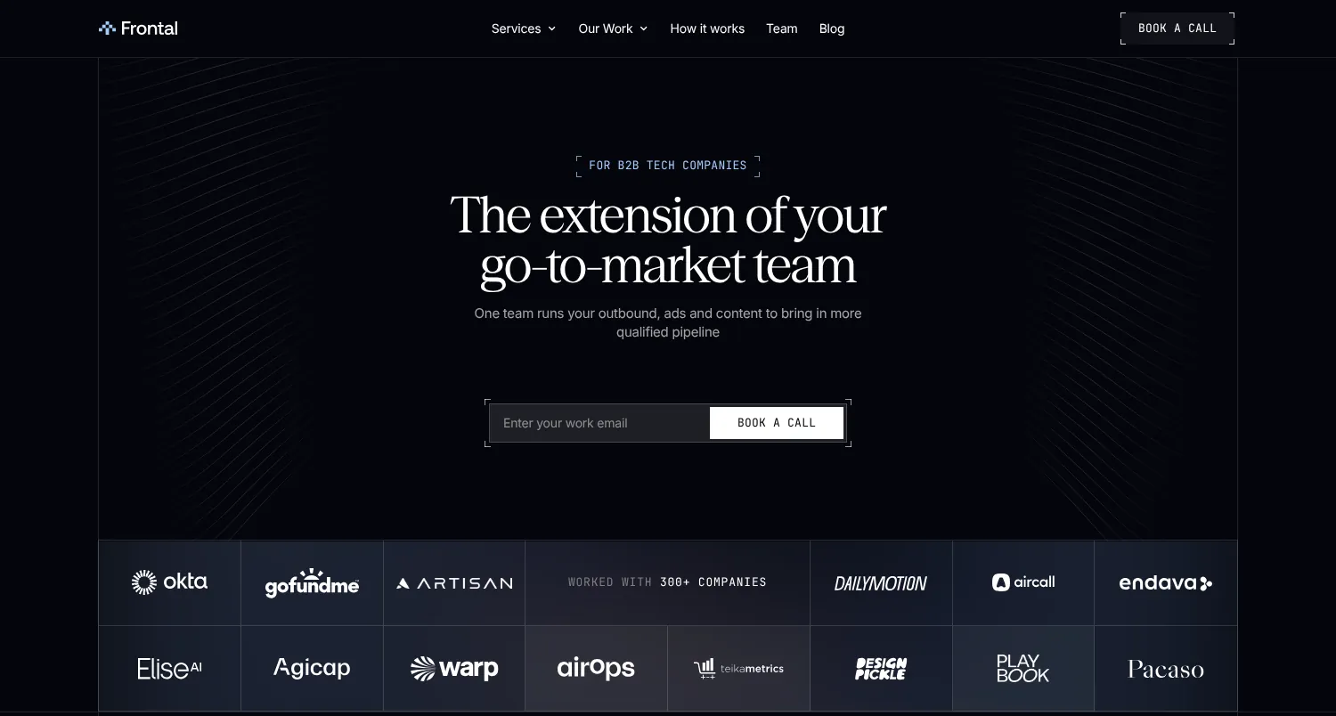 Frontal homepage, the top pick among the best B2B lead generation companies in 2026