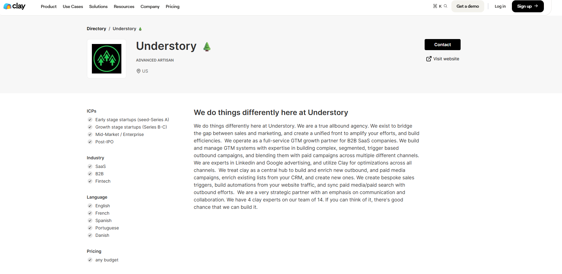 Understory Clay partner profile, one of the best Clay automation agencies reviewed
