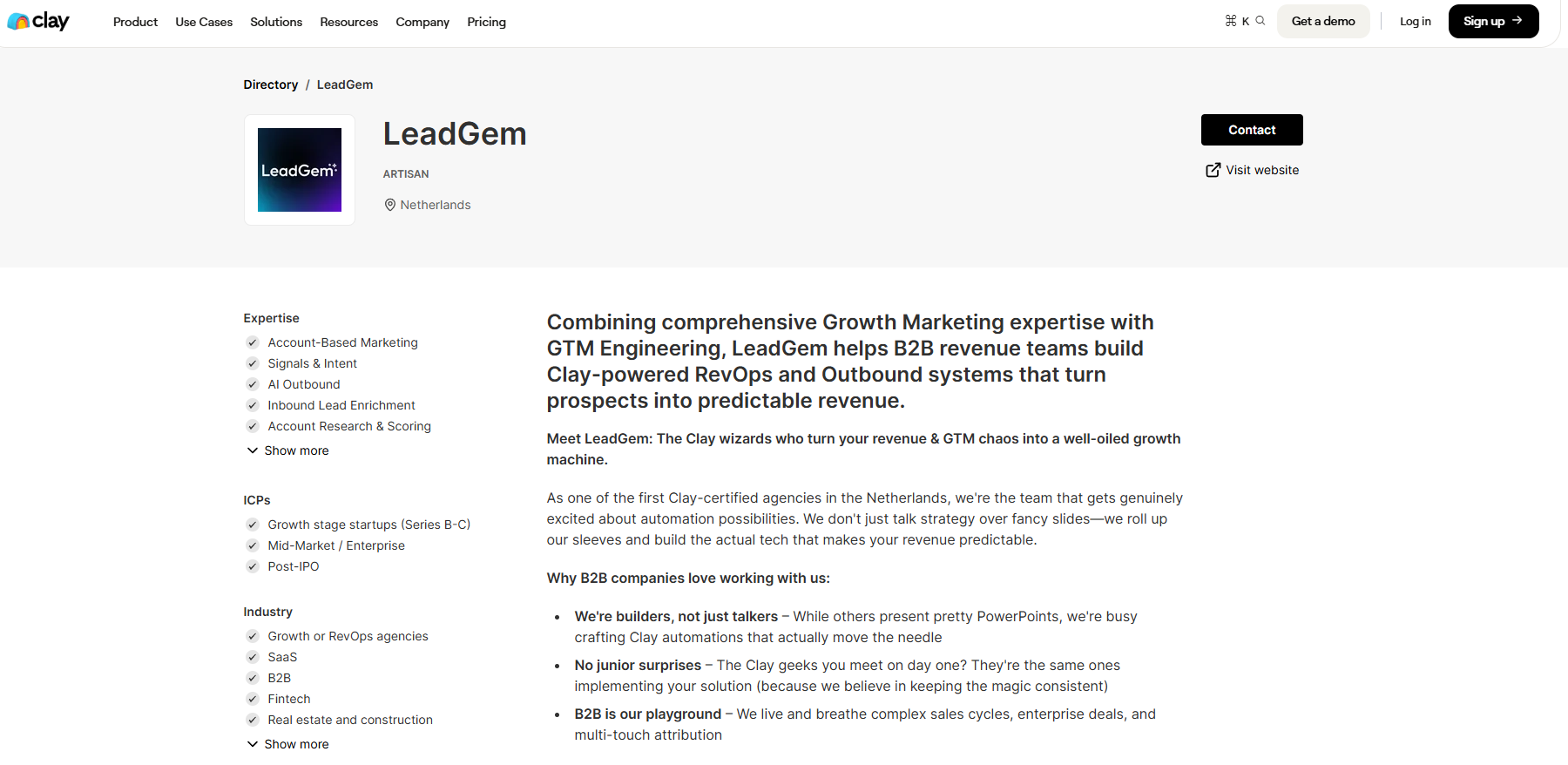 LeadGem Clay certified agency profile, reviewed among the best Clay automation agencies