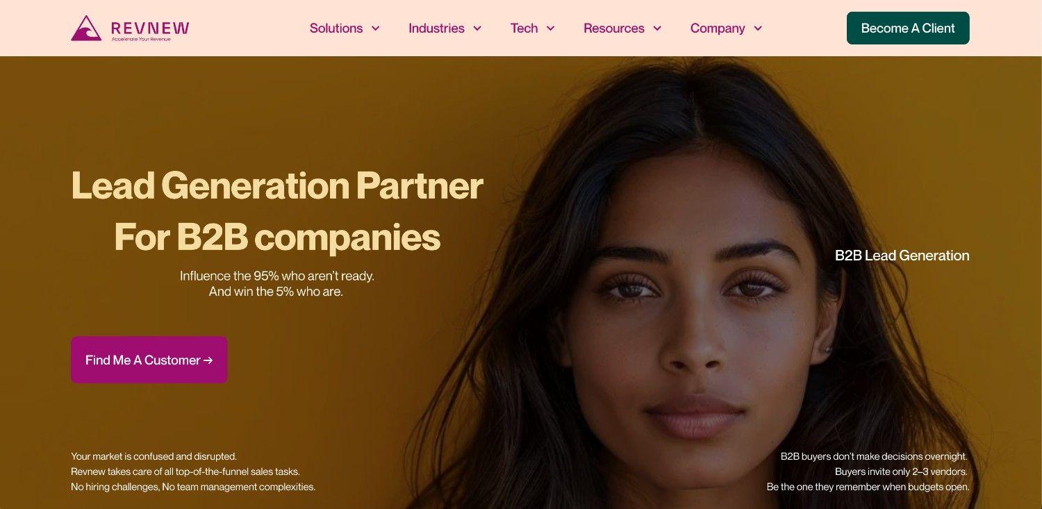 Revnew B2B lead generation partner homepage