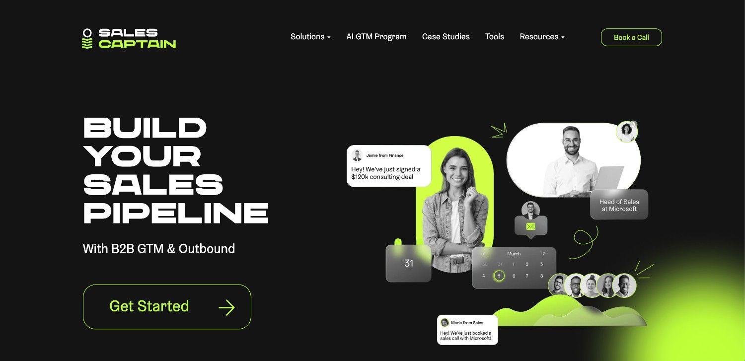 SalesCaptain B2B GTM and outbound agency homepage