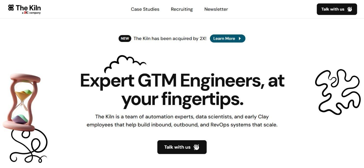 The Kiln homepage presenting expert GTM engineers for go to market automation