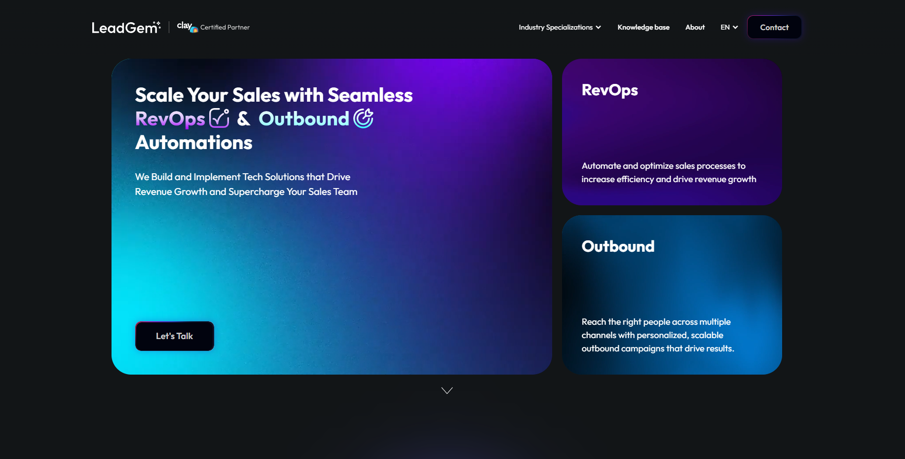 LeadGem homepage, an Amsterdam RevOps agency covering Benelux and EMEA expansion