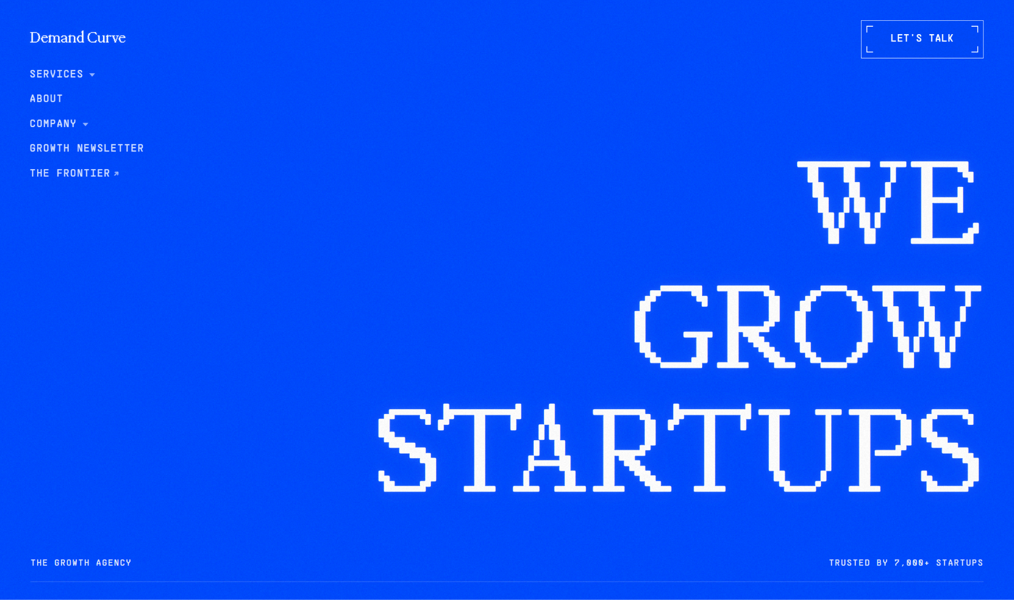 Demand Curve homepage, a growth marketing and GTM consulting service for startups