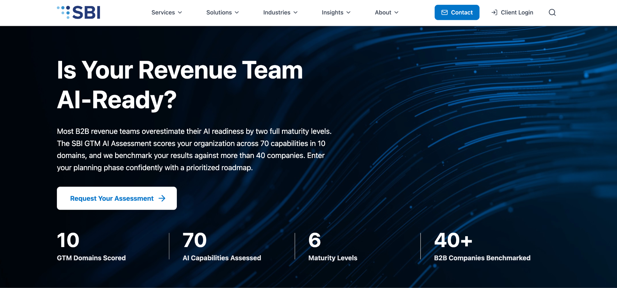 SBI Growth homepage, a GTM consulting and advisory firm for enterprise revenue teams