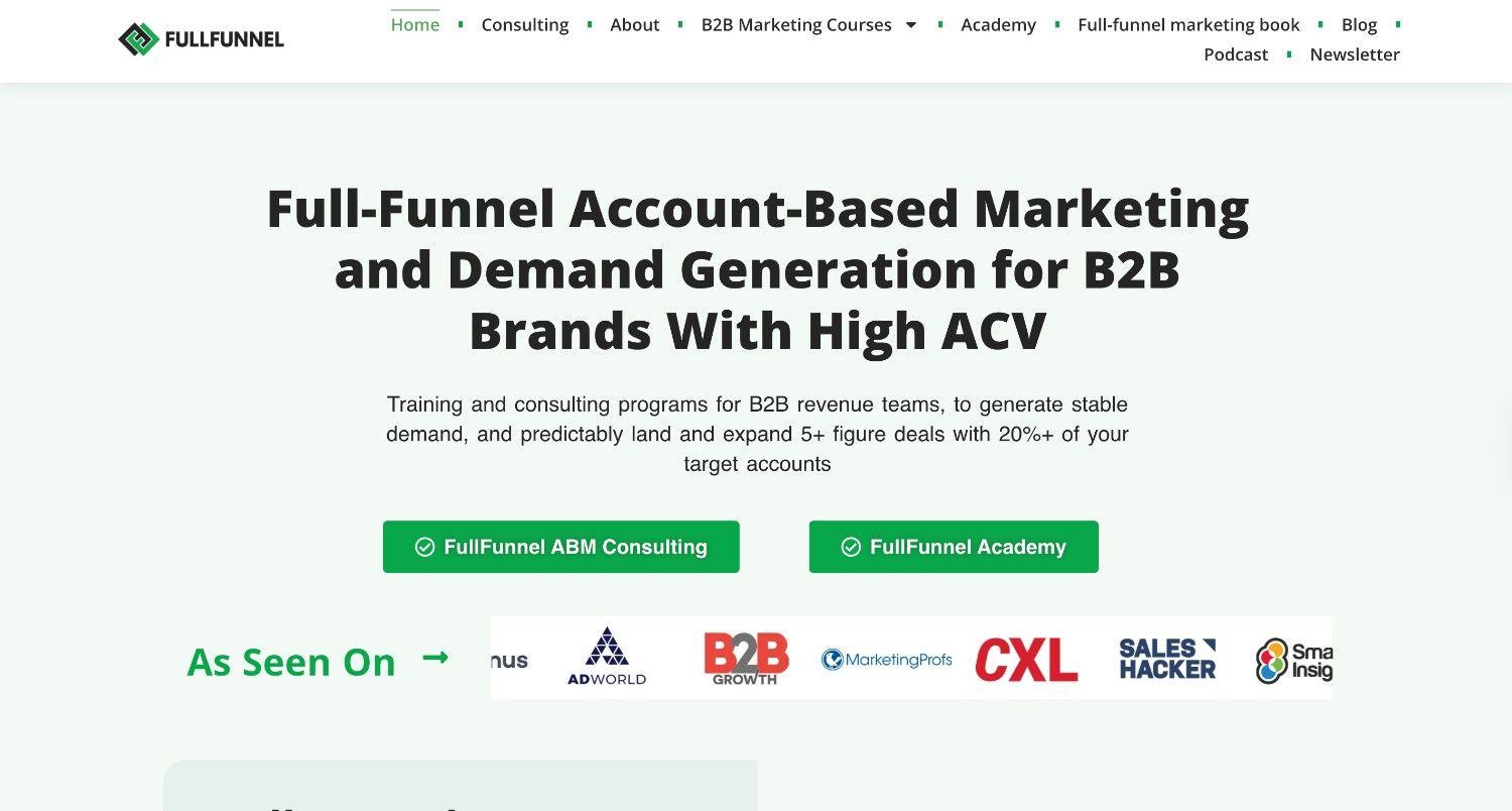 FullFunnel ABM consulting and demand generation homepage