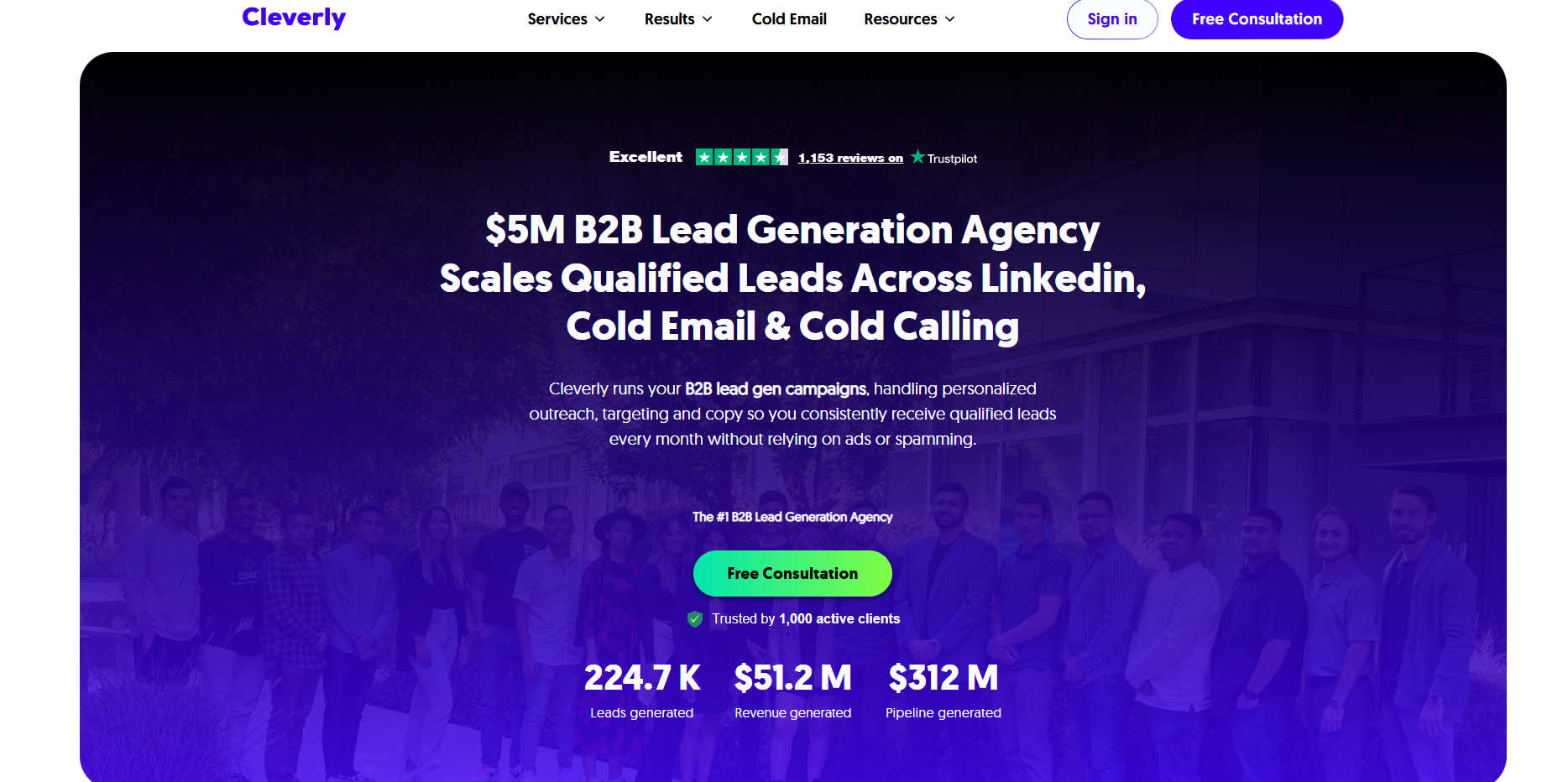Cleverly homepage, a productized LinkedIn lead generation service with published pricing