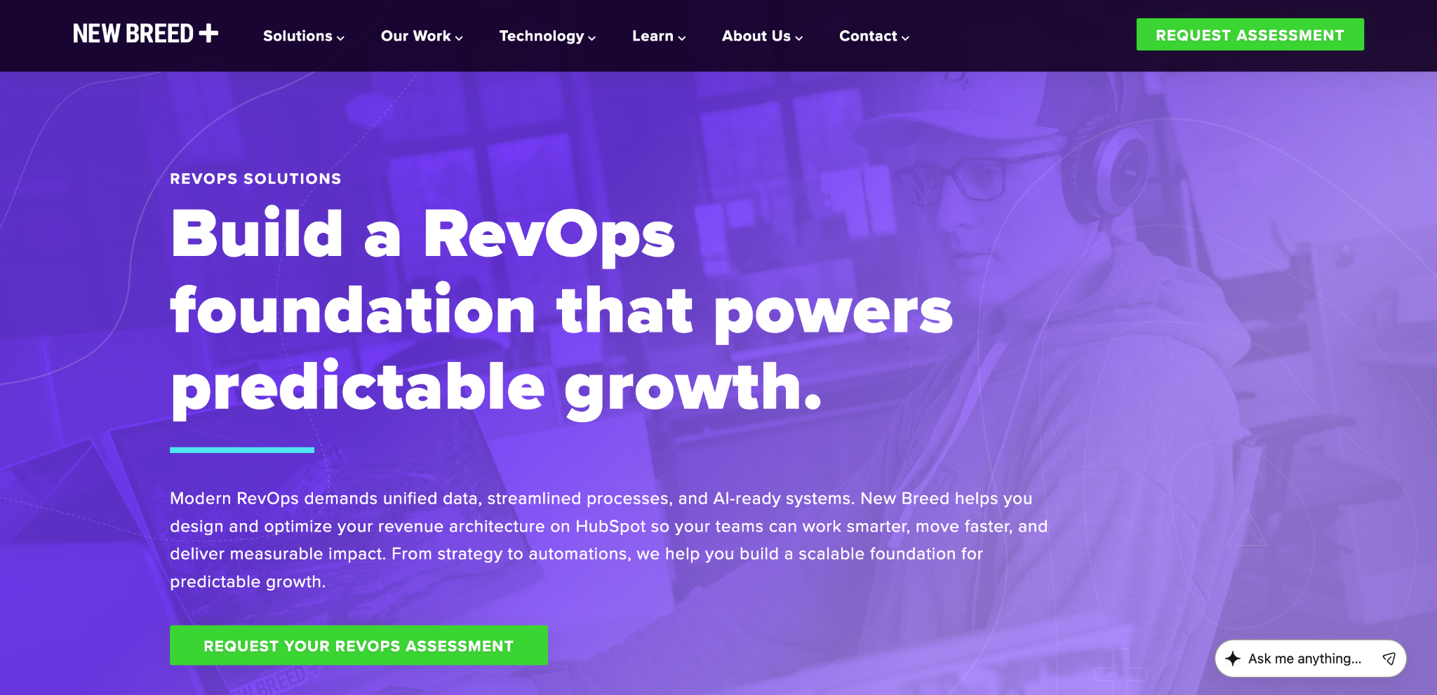 New Breed homepage, a HubSpot RevOps agency combining RevOps and demand generation