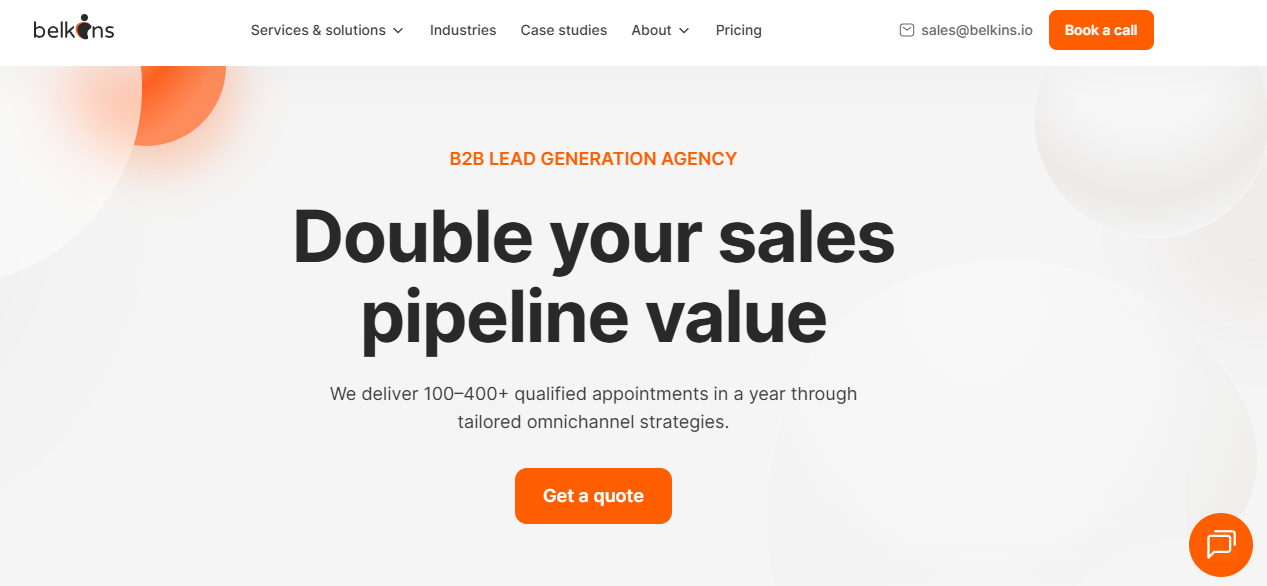 Belkins homepage, a B2B lead generation agency for appointment setting at scale