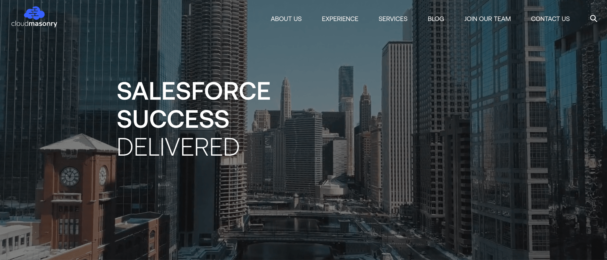 CloudMasonry homepage, a Salesforce implementation partner for enterprise teams in the US and UK