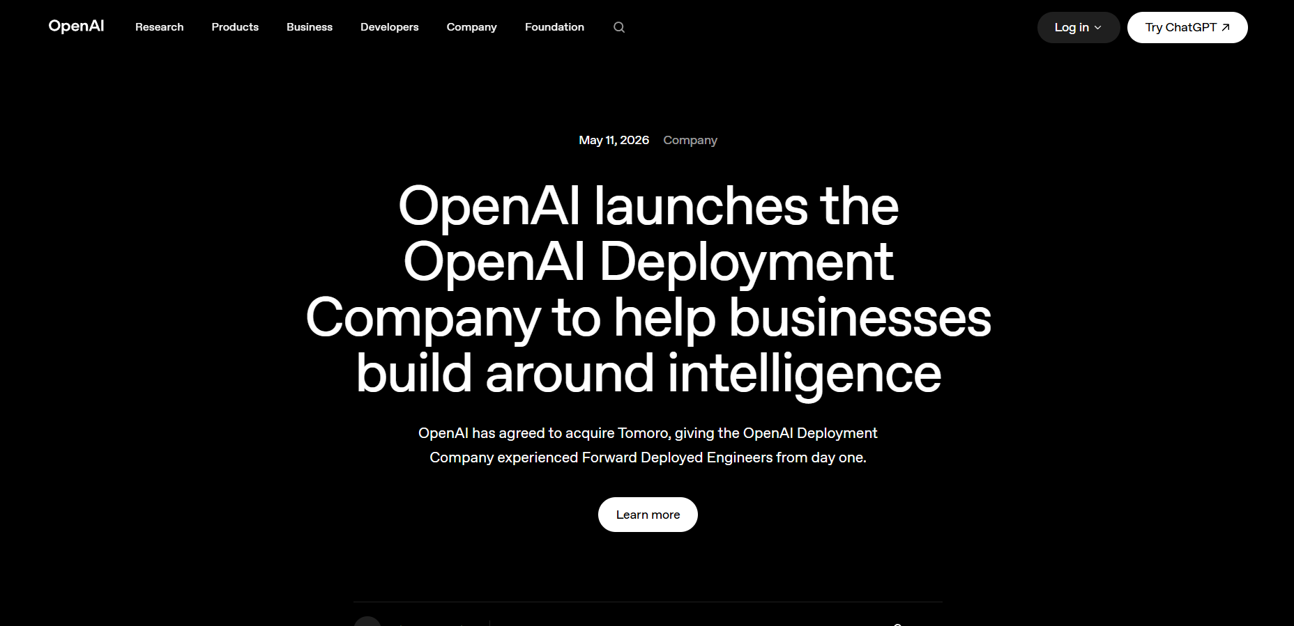 OpenAI's announcement of the OpenAI Deployment Company, built around embedded forward deployed engineers